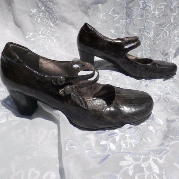 Ecco Shoes - Ecco Brown Marbled Strap Heel Mary Jane Sz 41 Shoe